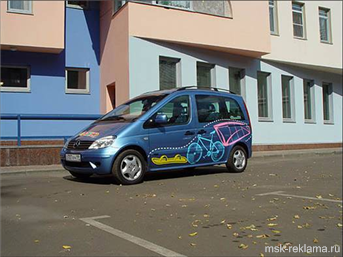 Picture. Advertising on municipal passenger transport. Development and production of transport advertisement. Examples of work.